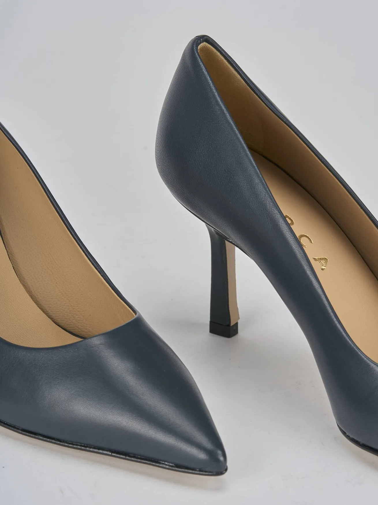 Décolleté tacco 7cm pelle blu