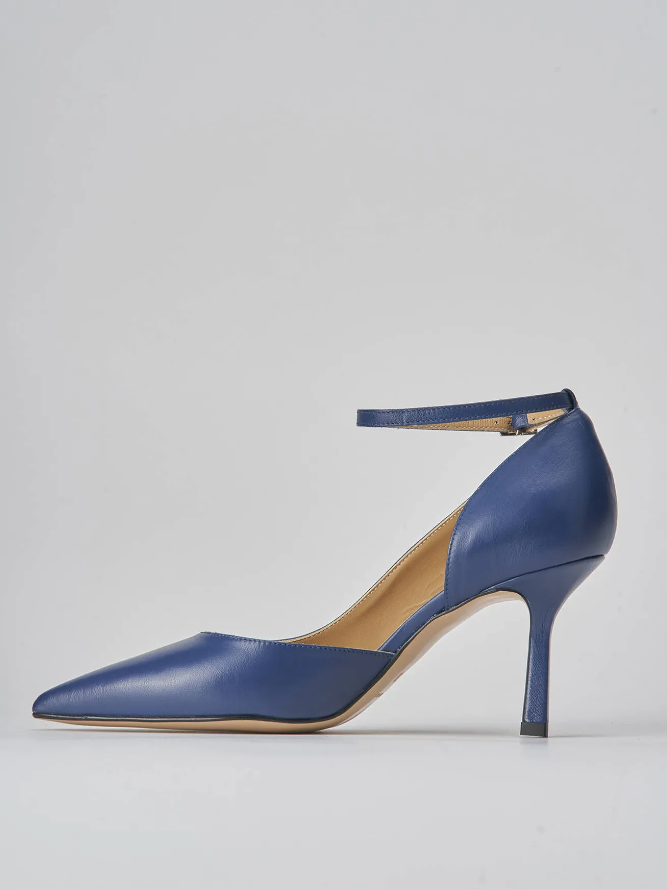 Décolleté tacco 7cm pelle blu