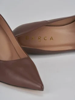 Décolleté tacco 8cm pelle marrone