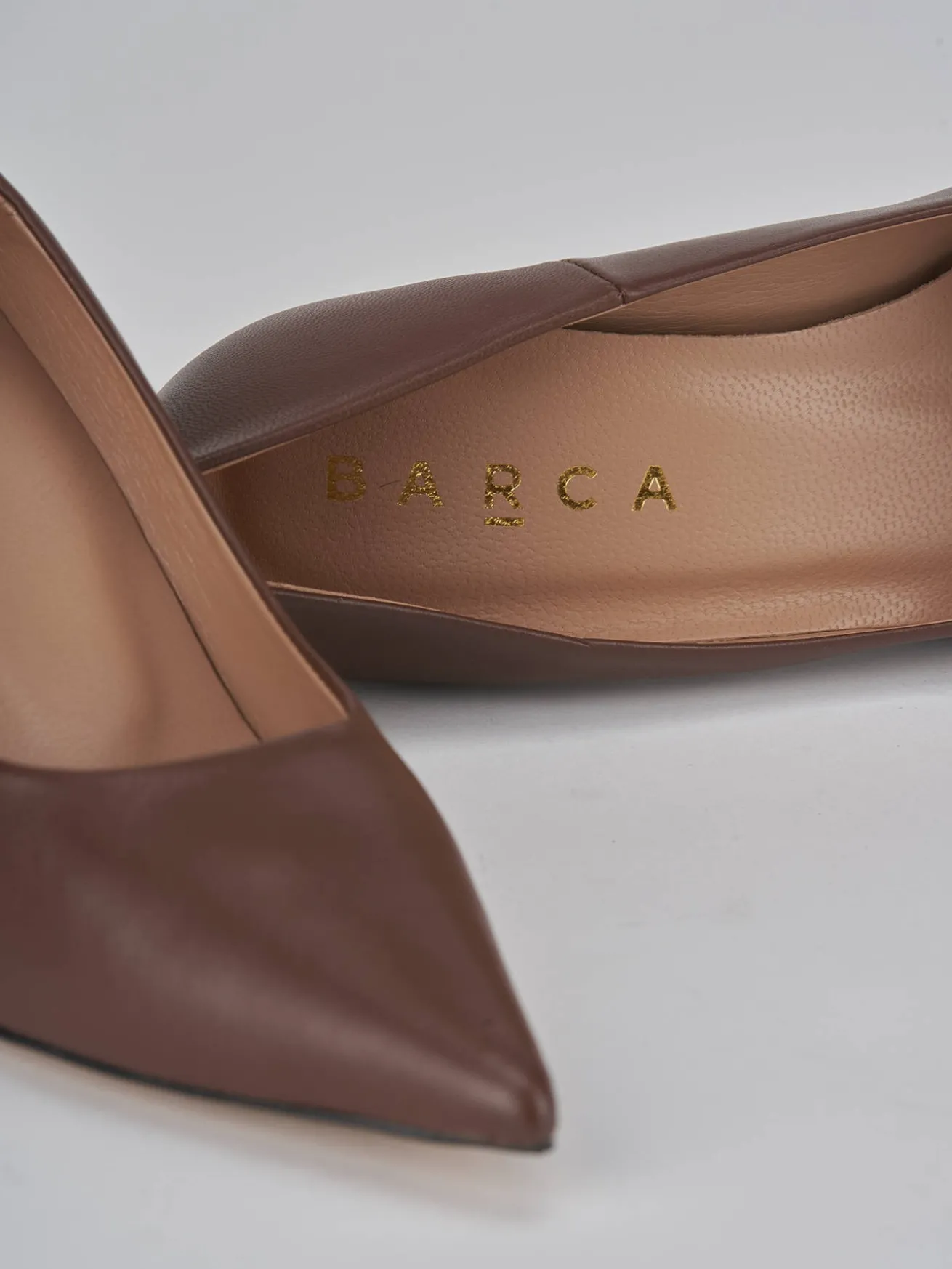 Décolleté tacco 8cm pelle marrone