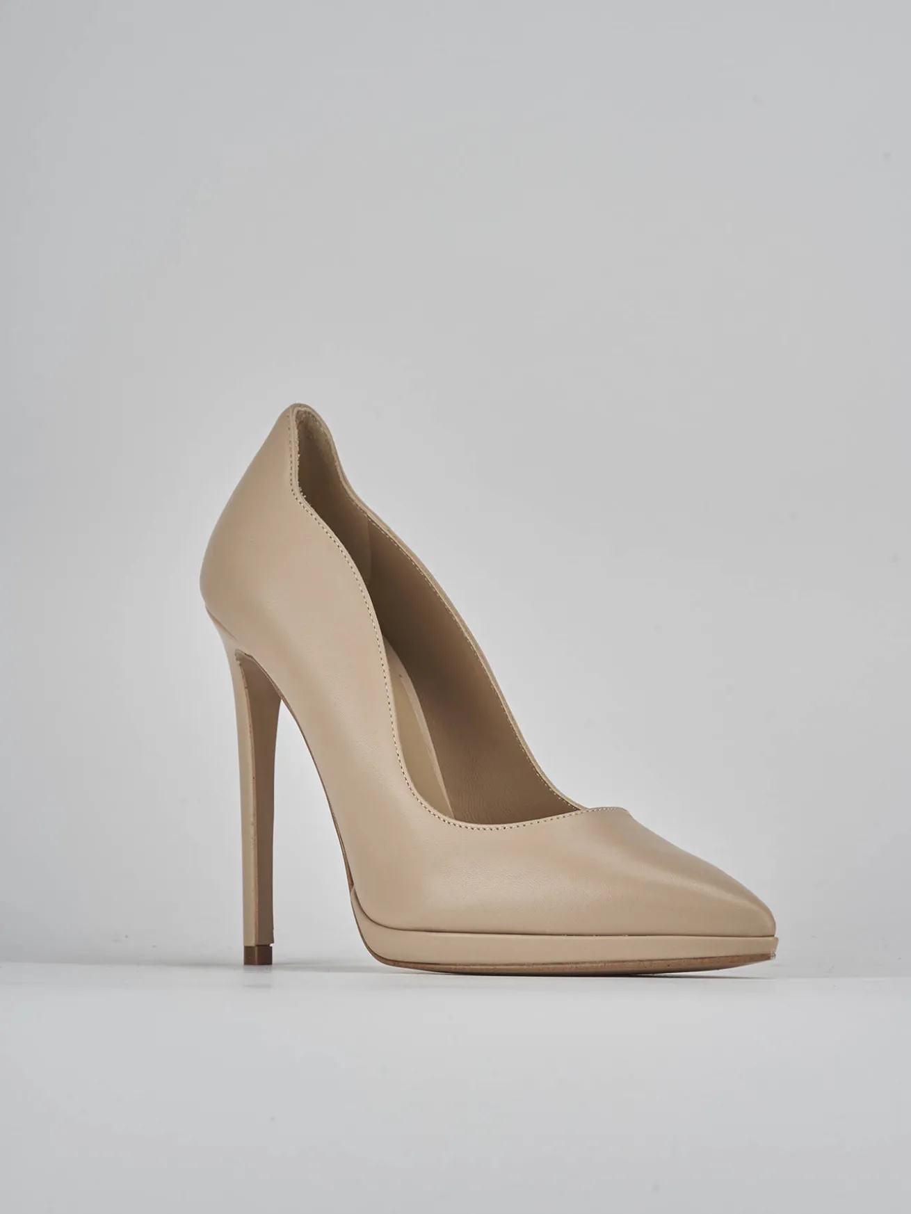 Décolleté tacco 11cm pelle marrone