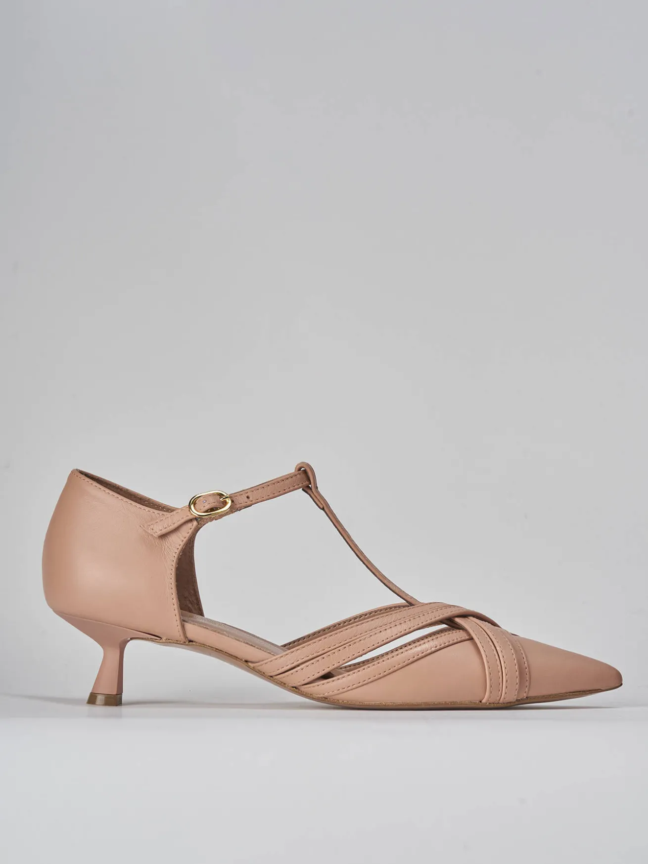 Décolleté tacco 5cm pelle rosa