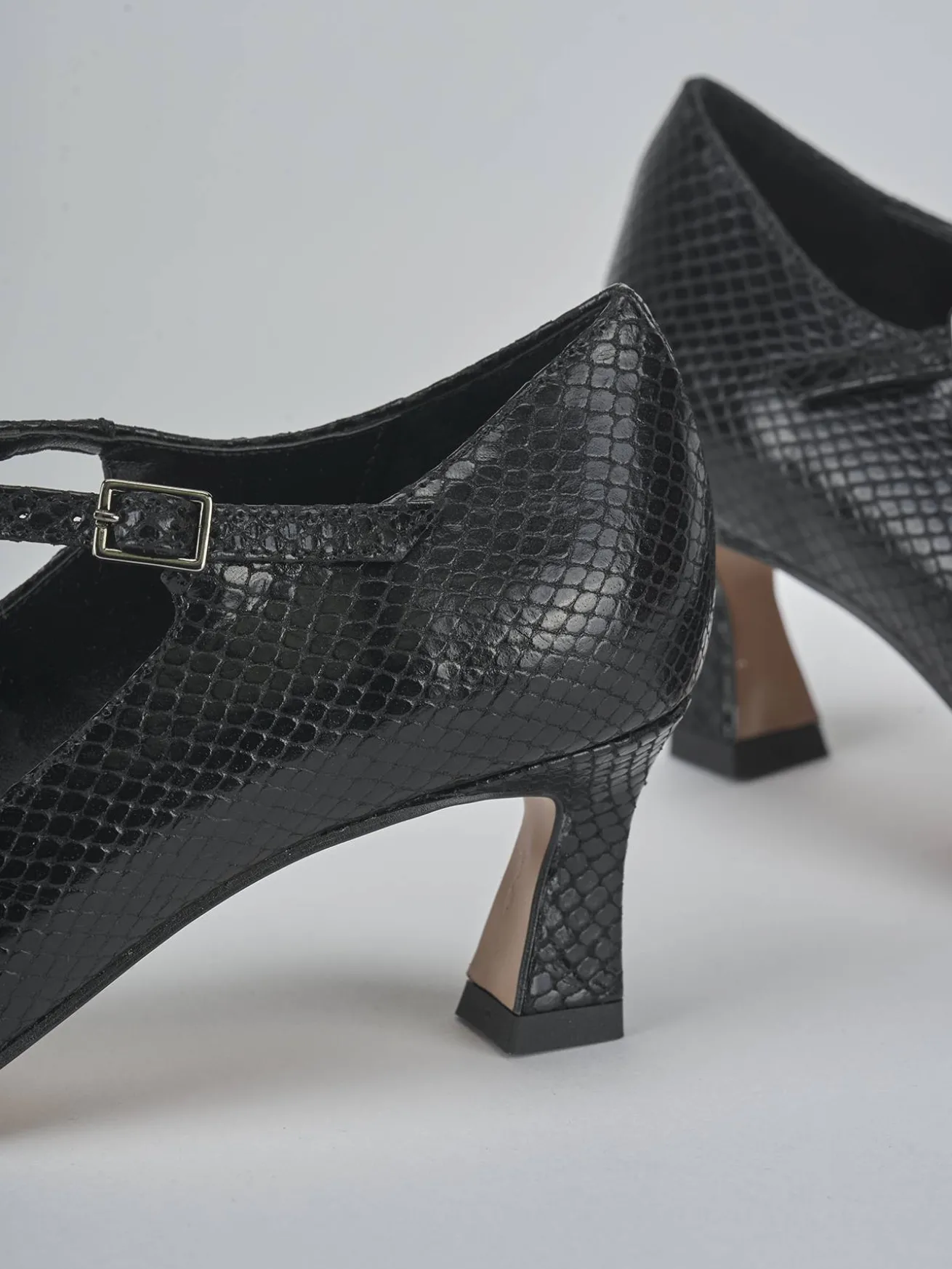 Décolleté tacco 6cm pitone nero