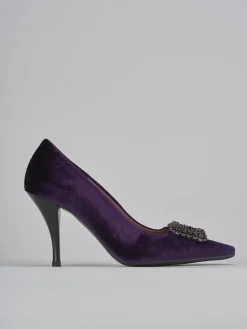 Décolleté tacco 9cm velluto viola