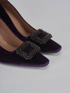 Décolleté tacco 9cm velluto viola