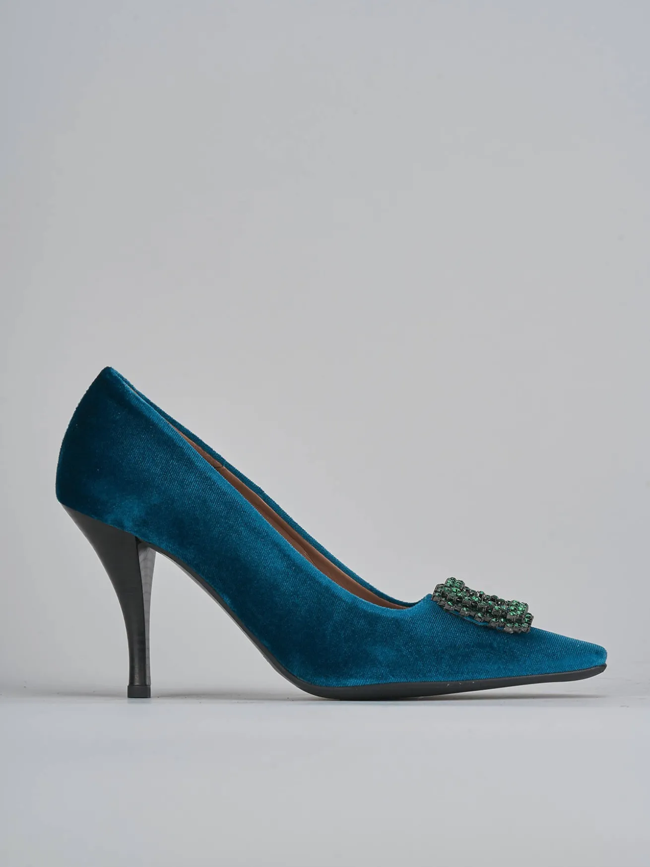 Décolleté tacco 9cm velluto blu