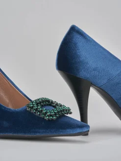 Décolleté tacco 9cm velluto blu