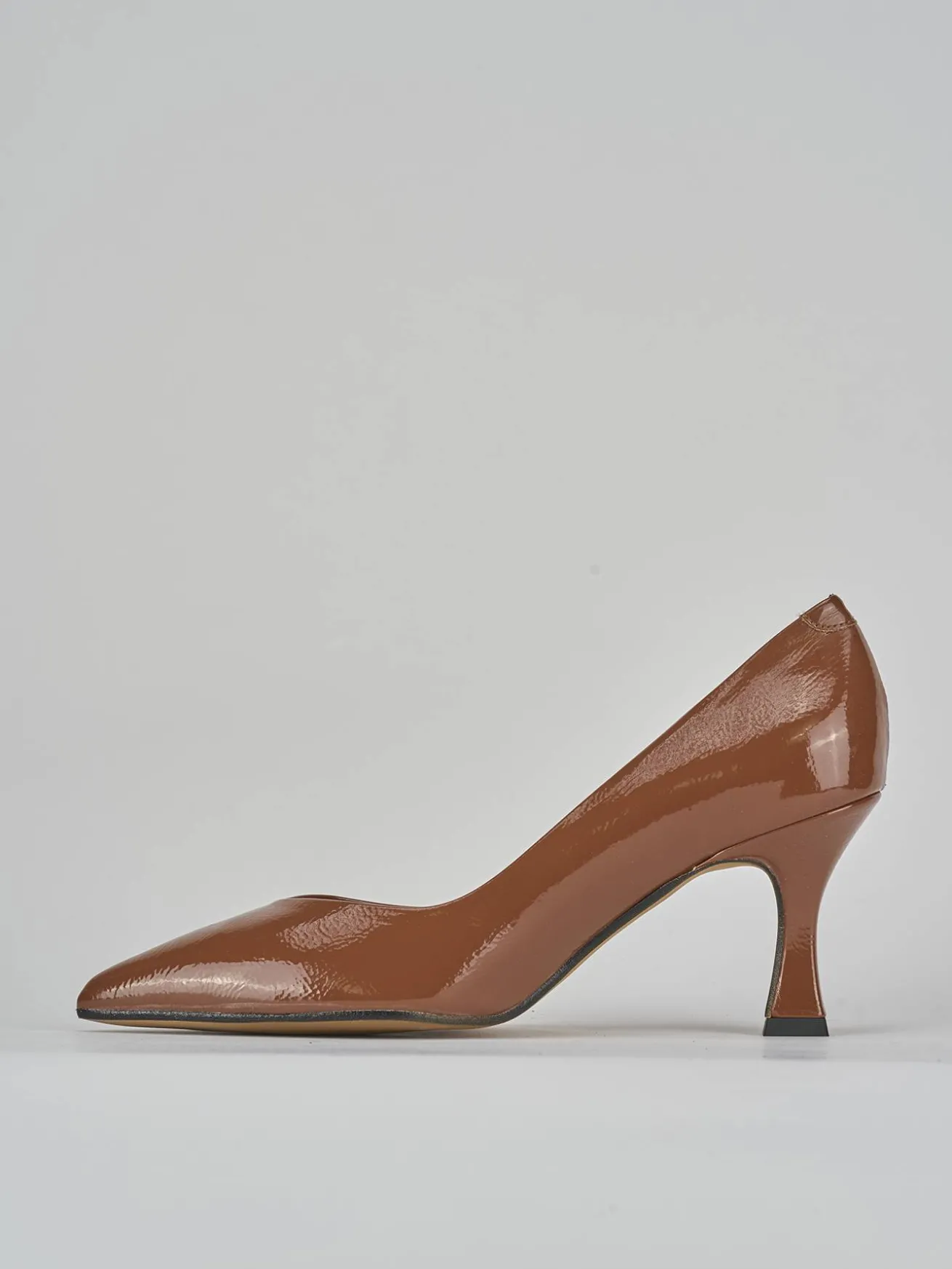 Décolleté tacco 7cm vernice marrone