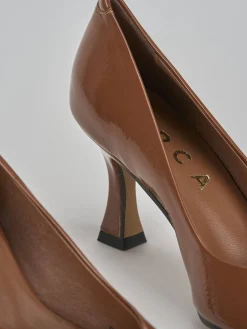 Décolleté tacco 7cm vernice marrone