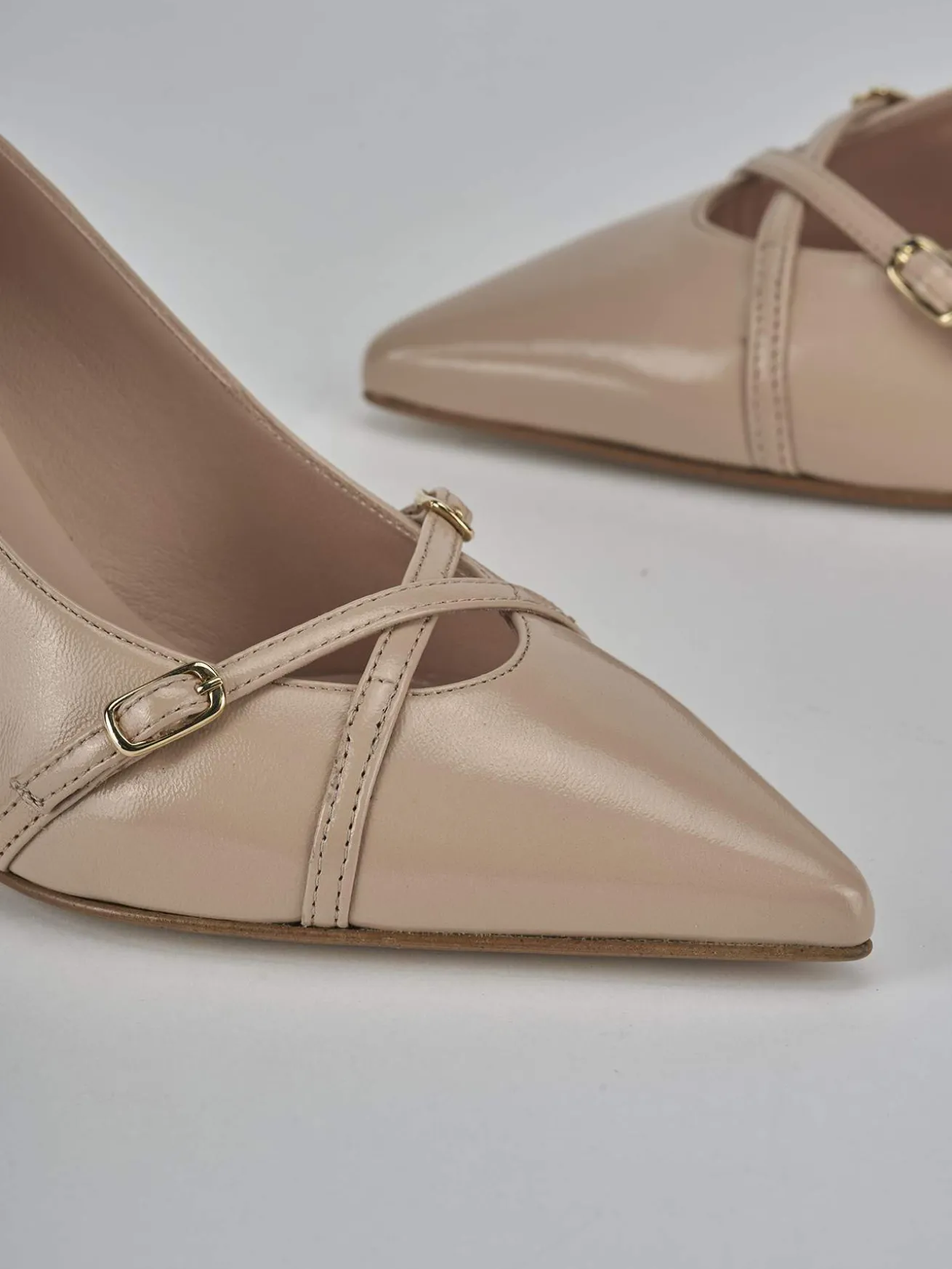 Décolleté tacco 7cm vernice marrone