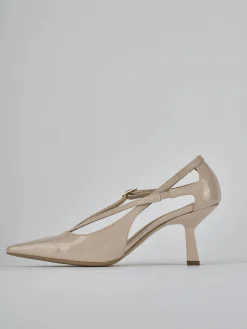 Décolleté tacco 7cm vernice beige