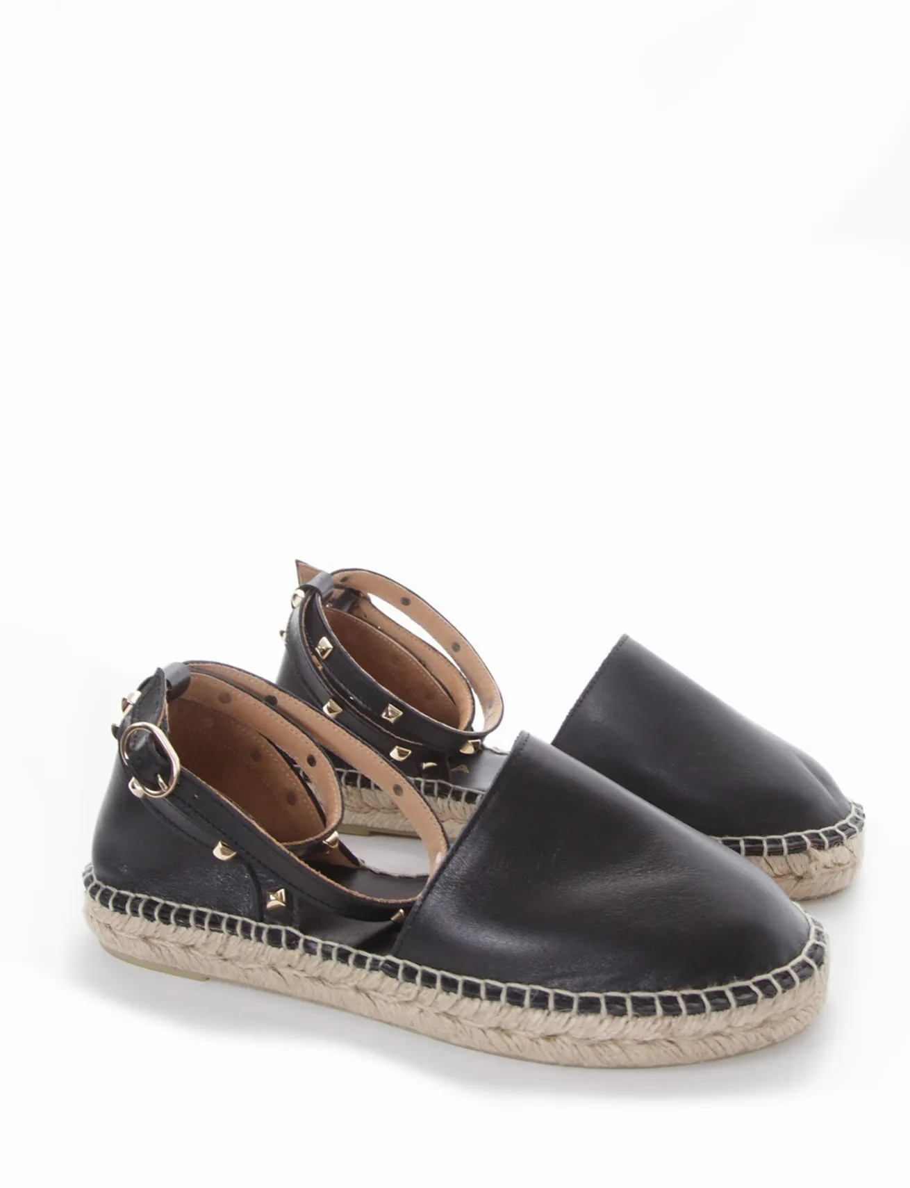 espadrilas fondo in gomma e soletto interno in vera pelle. Tomaia in morbidissima pelle nappata nero