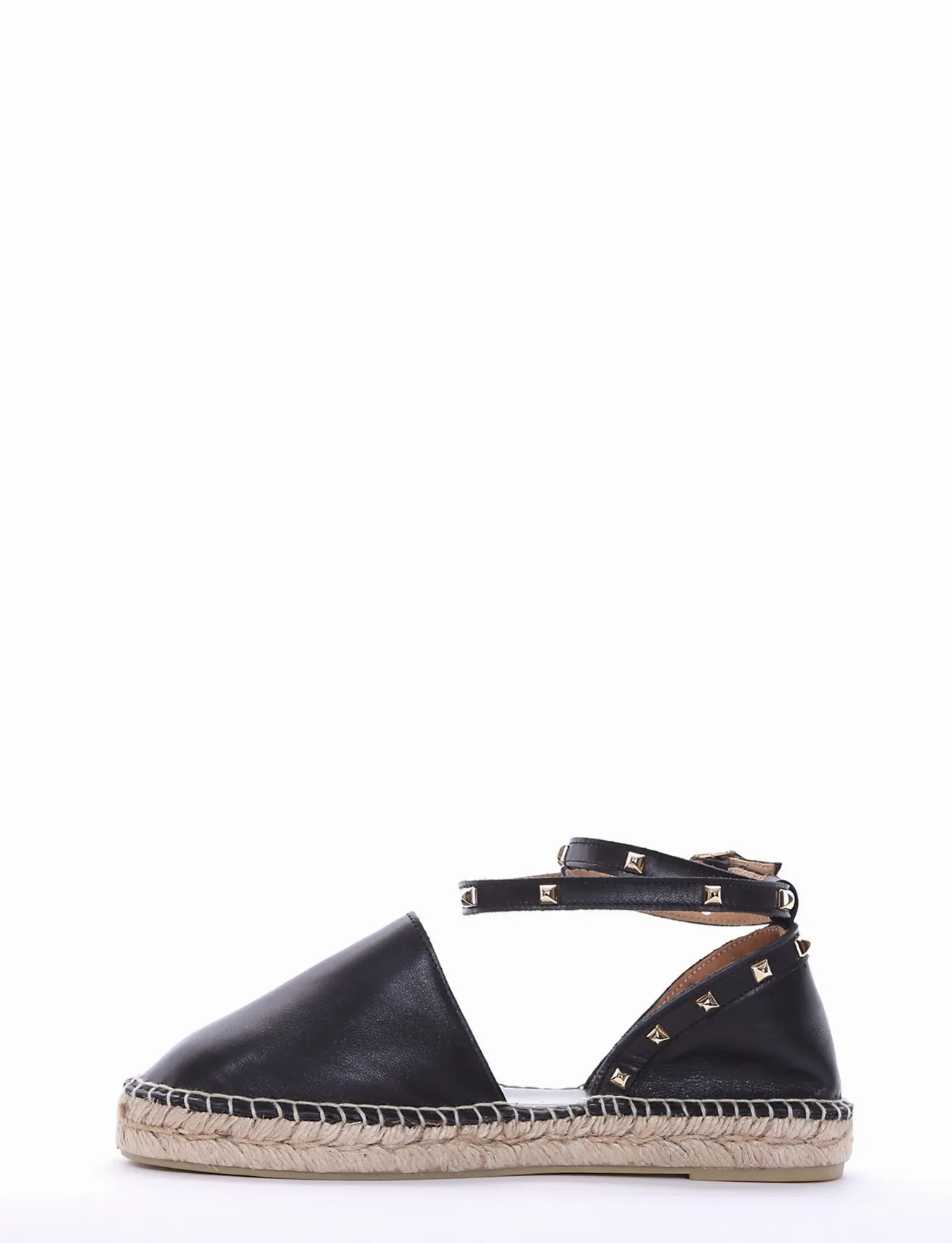 espadrilas fondo in gomma e soletto interno in vera pelle. Tomaia in morbidissima pelle nappata nero