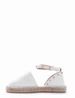 espadrilas fondo in gomma e soletto interno in vera pelle. Tomaia in morbidissima pelle nappata bianco