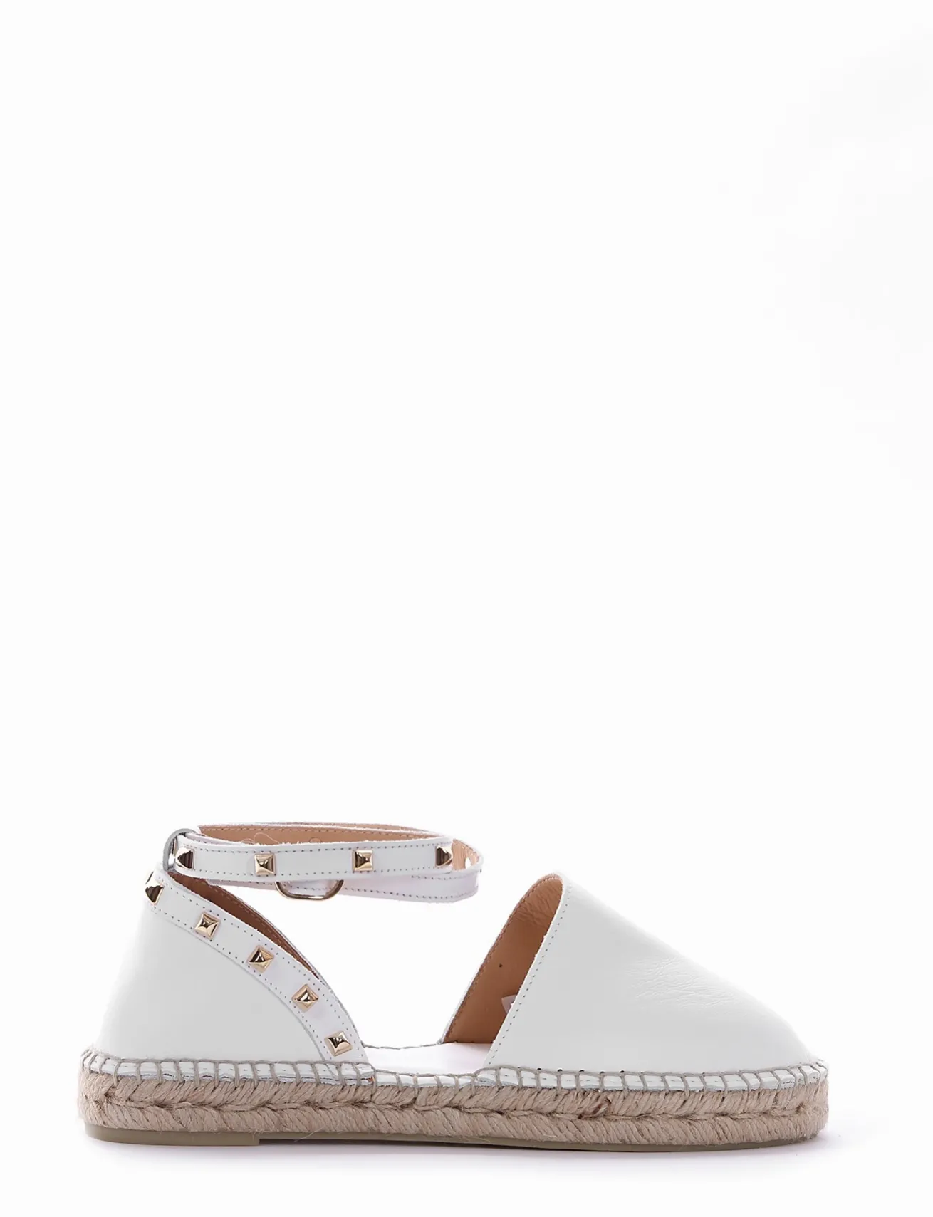 espadrilas fondo in gomma e soletto interno in vera pelle. Tomaia in morbidissima pelle nappata bianco