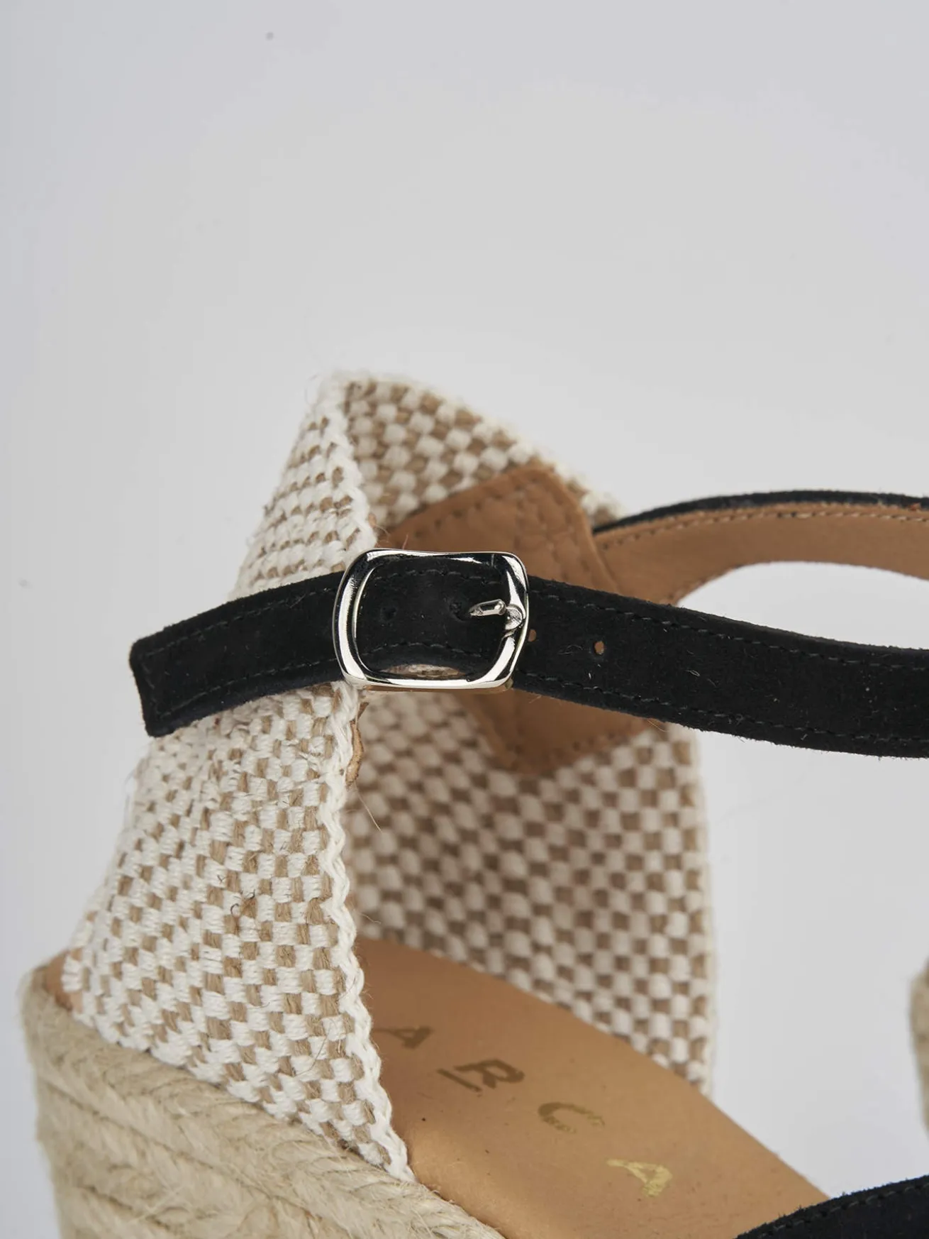 Espadrillas tacco 7cm camoscio nero