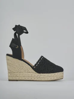 Espadrillas tacco 11cm camoscio sostenible nero