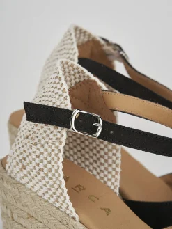 Espadrillas tacco 9cm camoscio nero