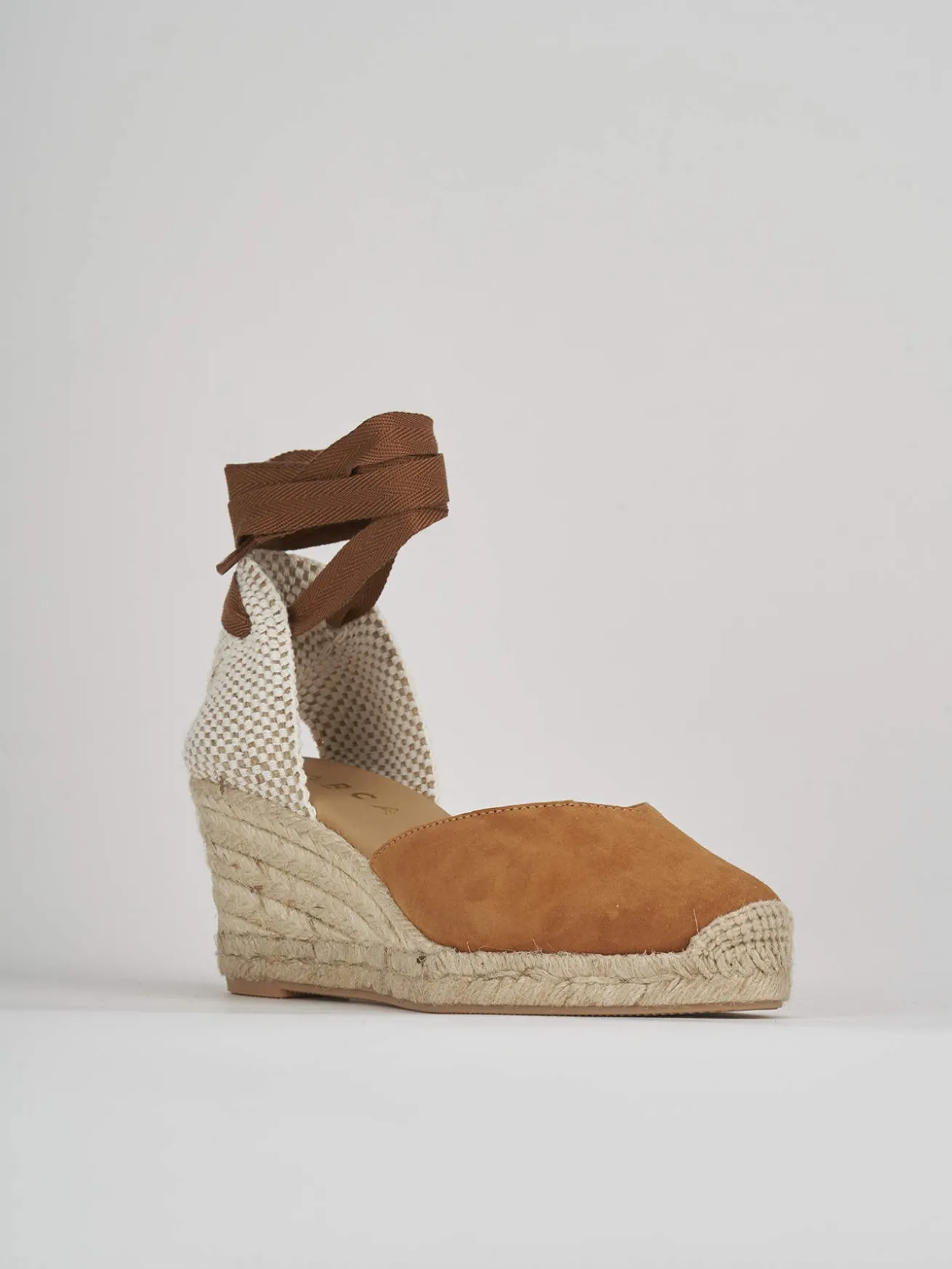 Espadrillas tacco 6cm camoscio marrone