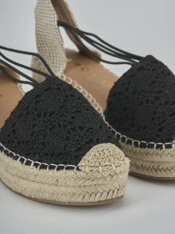 Espadrillas tacco 6cm camoscio sostenible nero