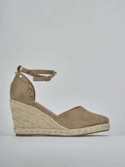 Espadrillas tacco 9cm camoscio sostenible beige
