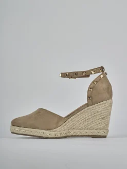 Espadrillas tacco 9cm camoscio sostenible beige