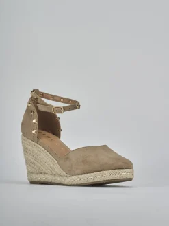 Espadrillas tacco 9cm camoscio sostenible beige