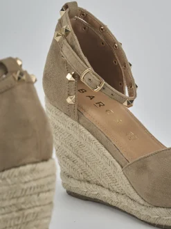 Espadrillas tacco 9cm camoscio sostenible beige