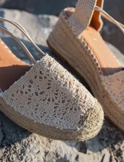 Espadrillas tacco 6cm camoscio sostenible beige