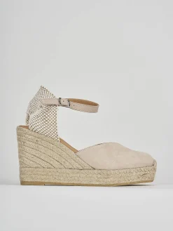 Espadrillas tacco 9cm camoscio beige