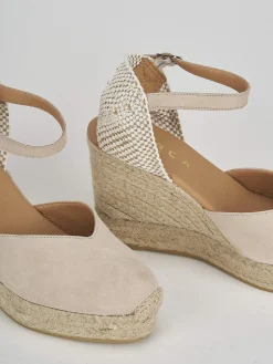 Espadrillas tacco 9cm camoscio beige