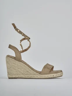 Espadrillas tacco 8cm camoscio sostenible beige