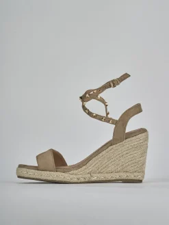 Espadrillas tacco 8cm camoscio sostenible beige