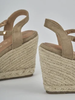 Espadrillas tacco 8cm camoscio sostenible beige