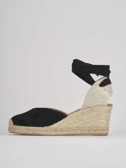Espadrillas tacco 6cm camoscio nero