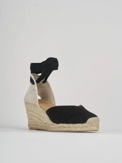 Espadrillas tacco 6cm camoscio nero
