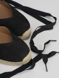 Espadrillas tacco 6cm camoscio nero