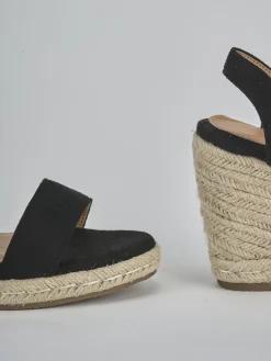 Espadrillas tacco 9cm camoscio sostenible nero