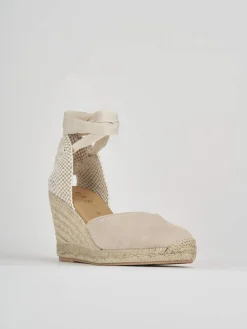 Espadrillas tacco 8cm camoscio beige