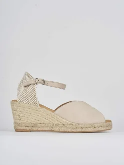 Espadrillas tacco 7cm camoscio beige