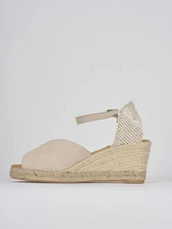 Espadrillas tacco 7cm camoscio beige