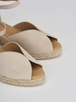 Espadrillas tacco 7cm camoscio beige