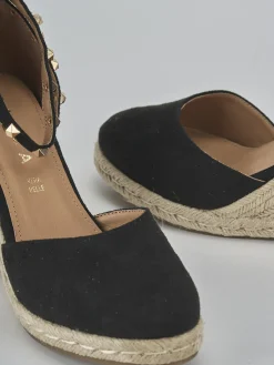 Espadrillas tacco 9cm camoscio sostenible nero