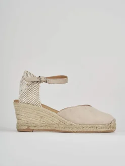 Espadrillas tacco 6cm camoscio beige