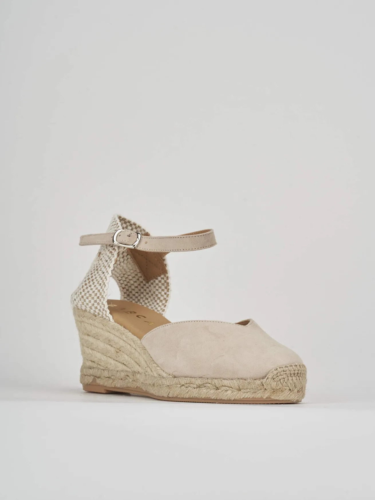 Espadrillas tacco 6cm camoscio beige