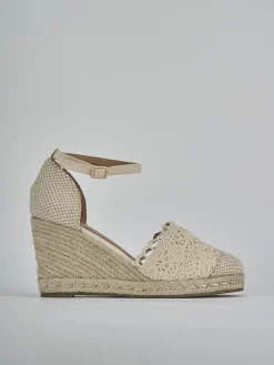 Espadrillas tacco 9cm pelle beige