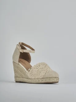 Espadrillas tacco 9cm pelle beige
