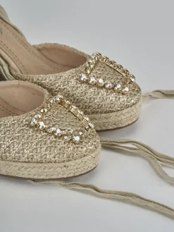 Espadrillas tacco 8cm pelle oro