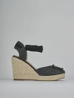 Espadrillas tacco 8cm pelle nero