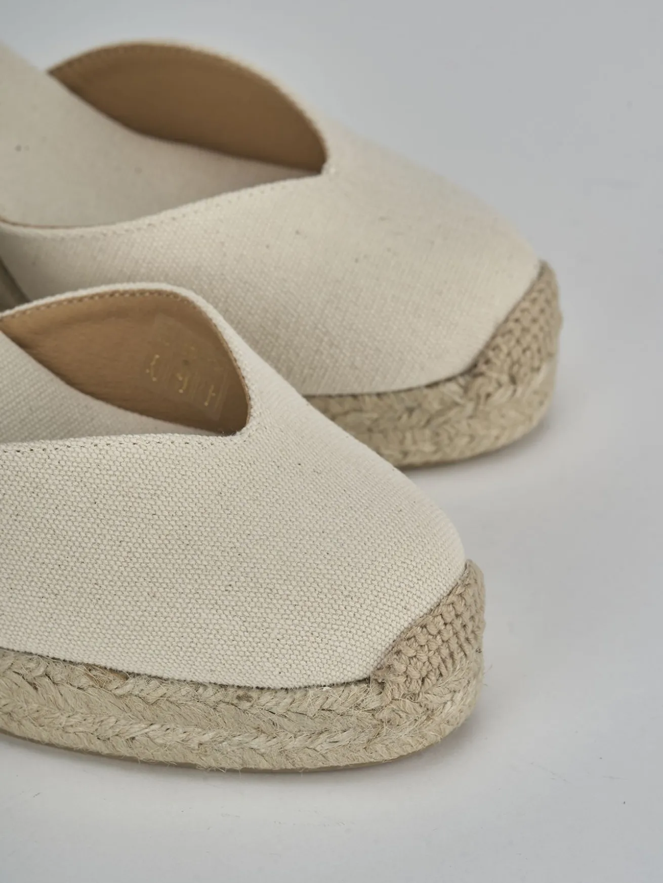 Espadrillas tacco 9cm tessuto beige